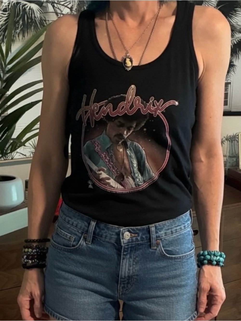 Hendrix Graphic Black Tank Top - Women's Rock Band Tee